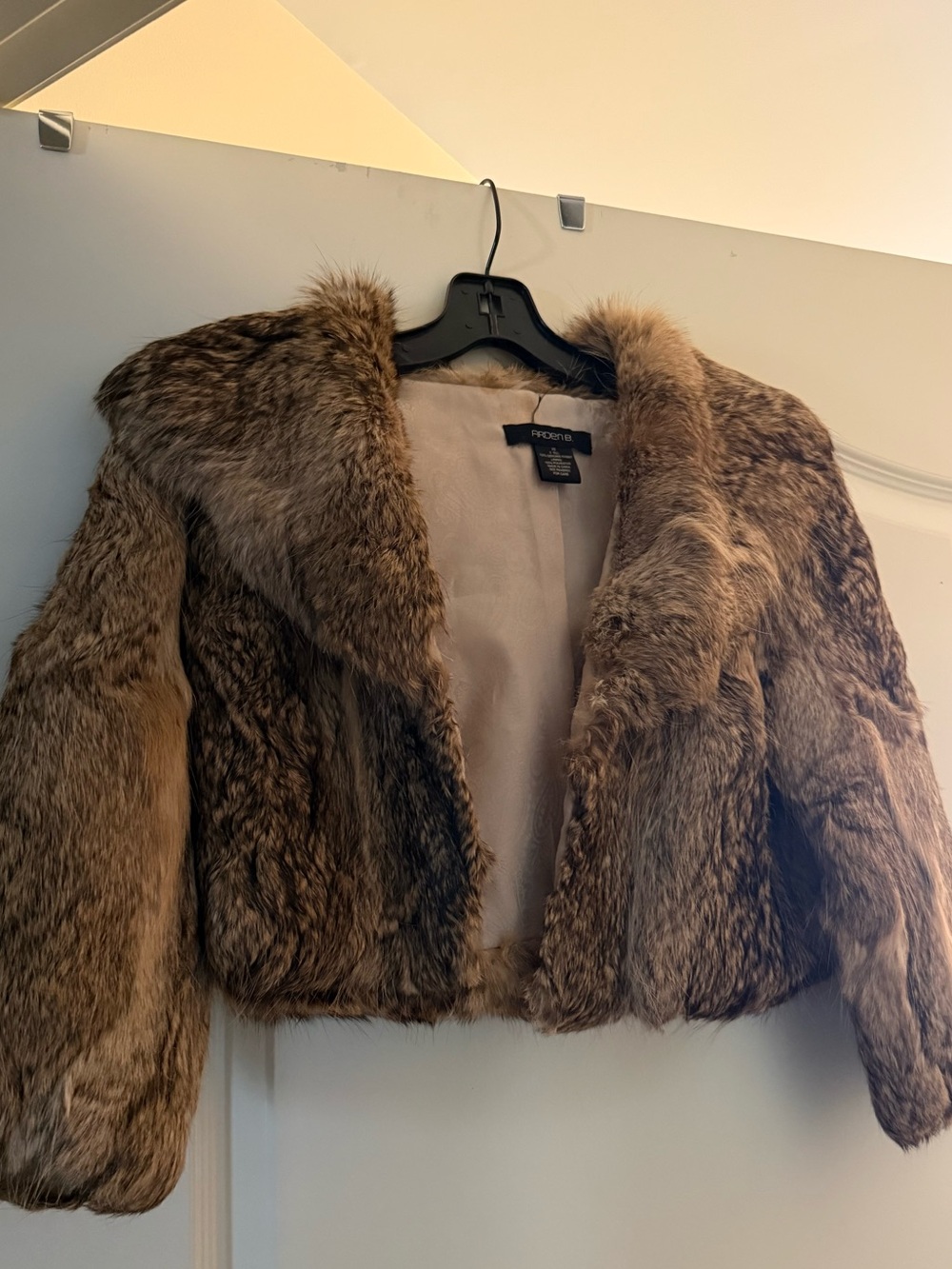 Arden B Faux Fur Cropped Jacket in Brown